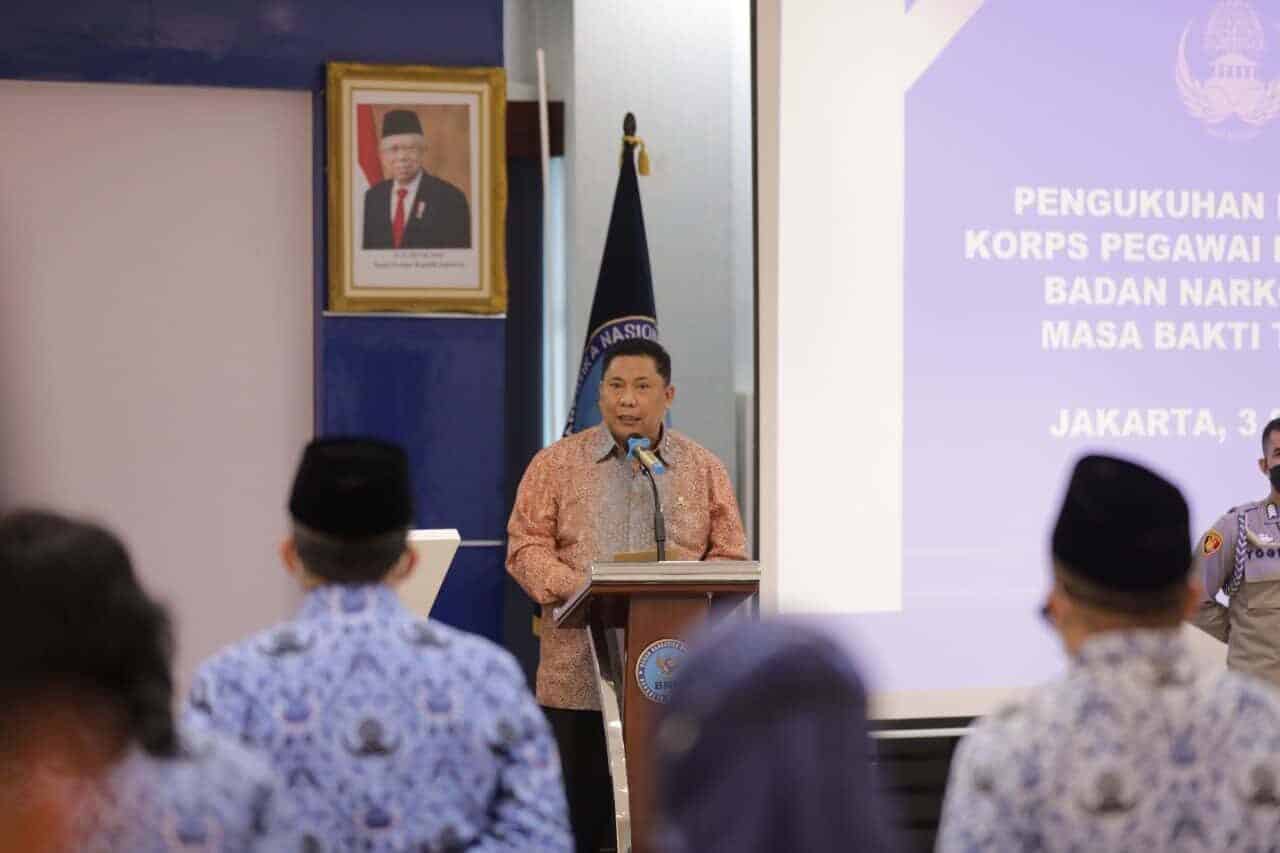 KEPALA BNN PIMPIN UPACARA PENGUKUHAN DEWAN PENGURUS KORPRI BNN