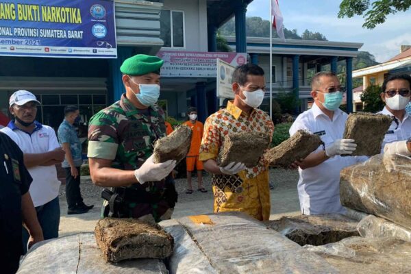 BNN PROVINSI SUMATERA BARAT MUSNAHKAN BARANG BUKTI GANJA 200KG