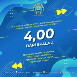 Hasil Survey Layanan dan Persepsi Anti Korupsi di BNNP Sumbar TW III 2024